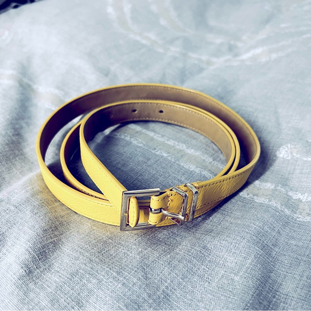 Talbots Plus Size Leather Belt - Yellow 2X